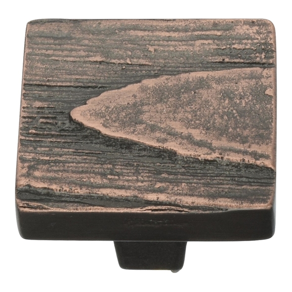 C3664 32-AC • 32 x 32 x 26mm • Aged Copper • Heritage Brass Square Pine Cabinet Knob